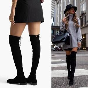 Stuart Weitzman Jocey Black Suede Over The Knee Boots 6.5 NIB Designer OTK